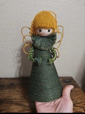 1960s/70s Handcrafted Burlap & Jute Angel Figurine/Tree Topper